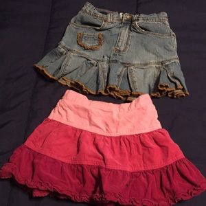 Girls denim and corduroy skorts